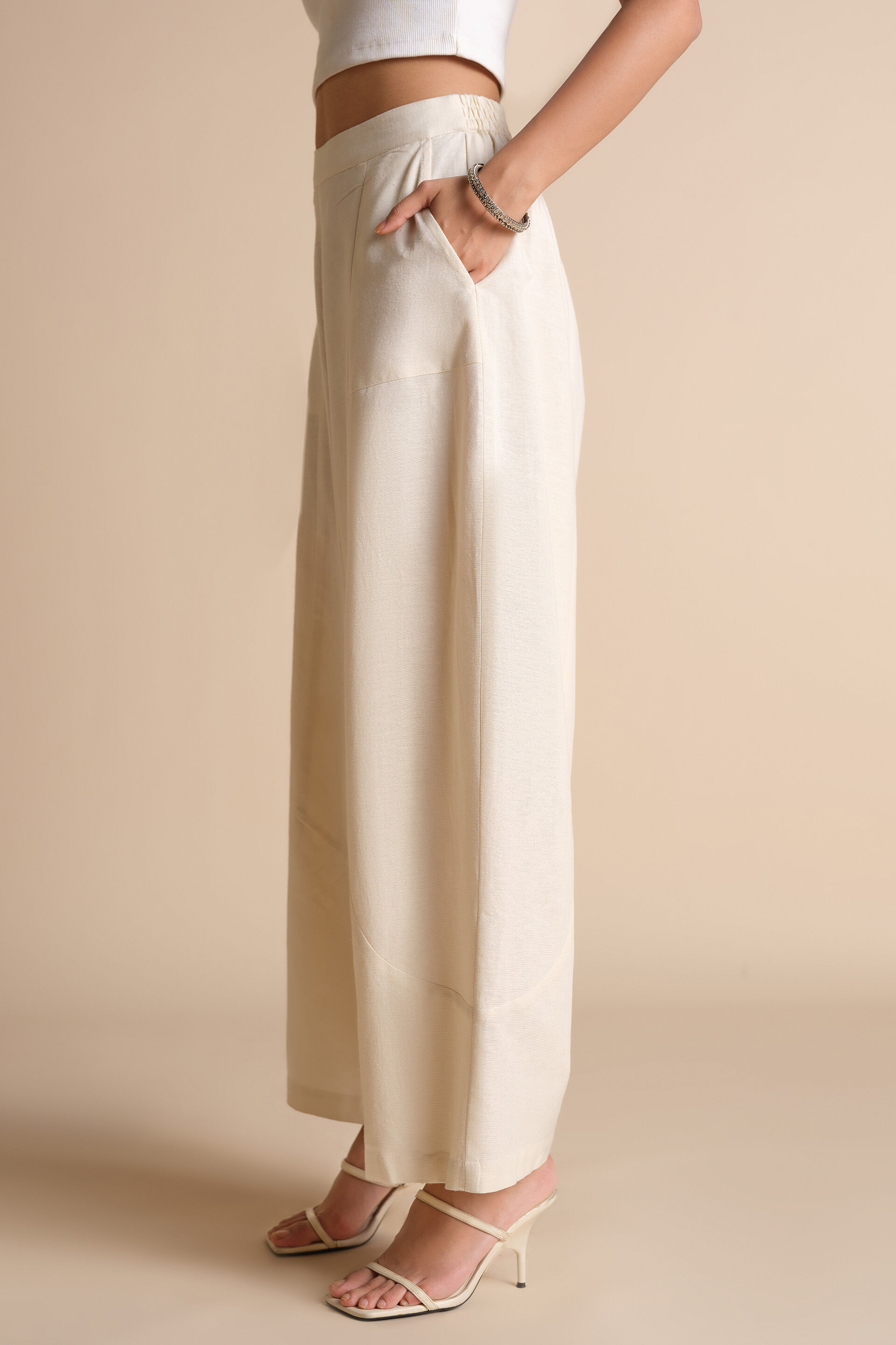 Wide-Legged Off-White Pants, Off White, image 3